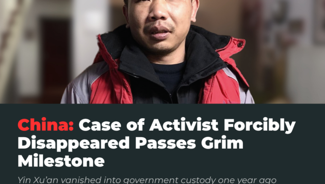 China: Case of Activist Forcibly Disappeared Passes Grim Milestone
